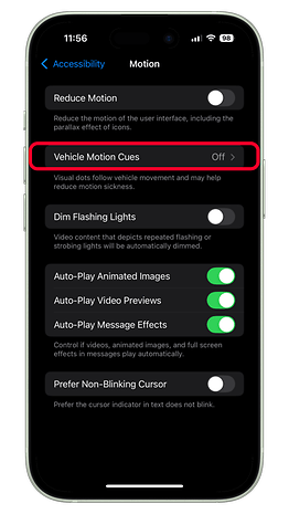 How to use iOS Vehicle Motion Cues on iPhone