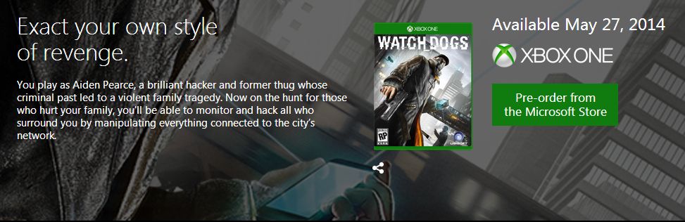 Watch Dogs_Xbox One listing