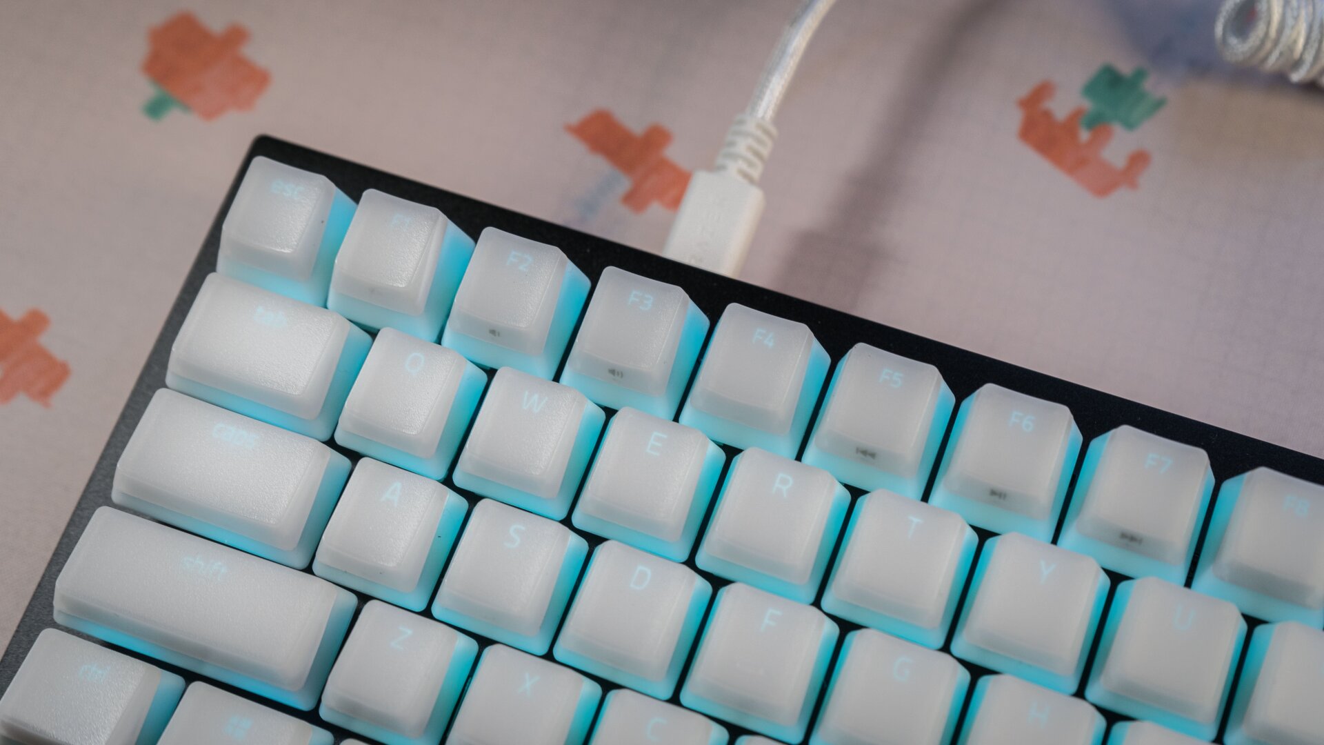 The Phantom keycaps get their look with LED light shining through. 