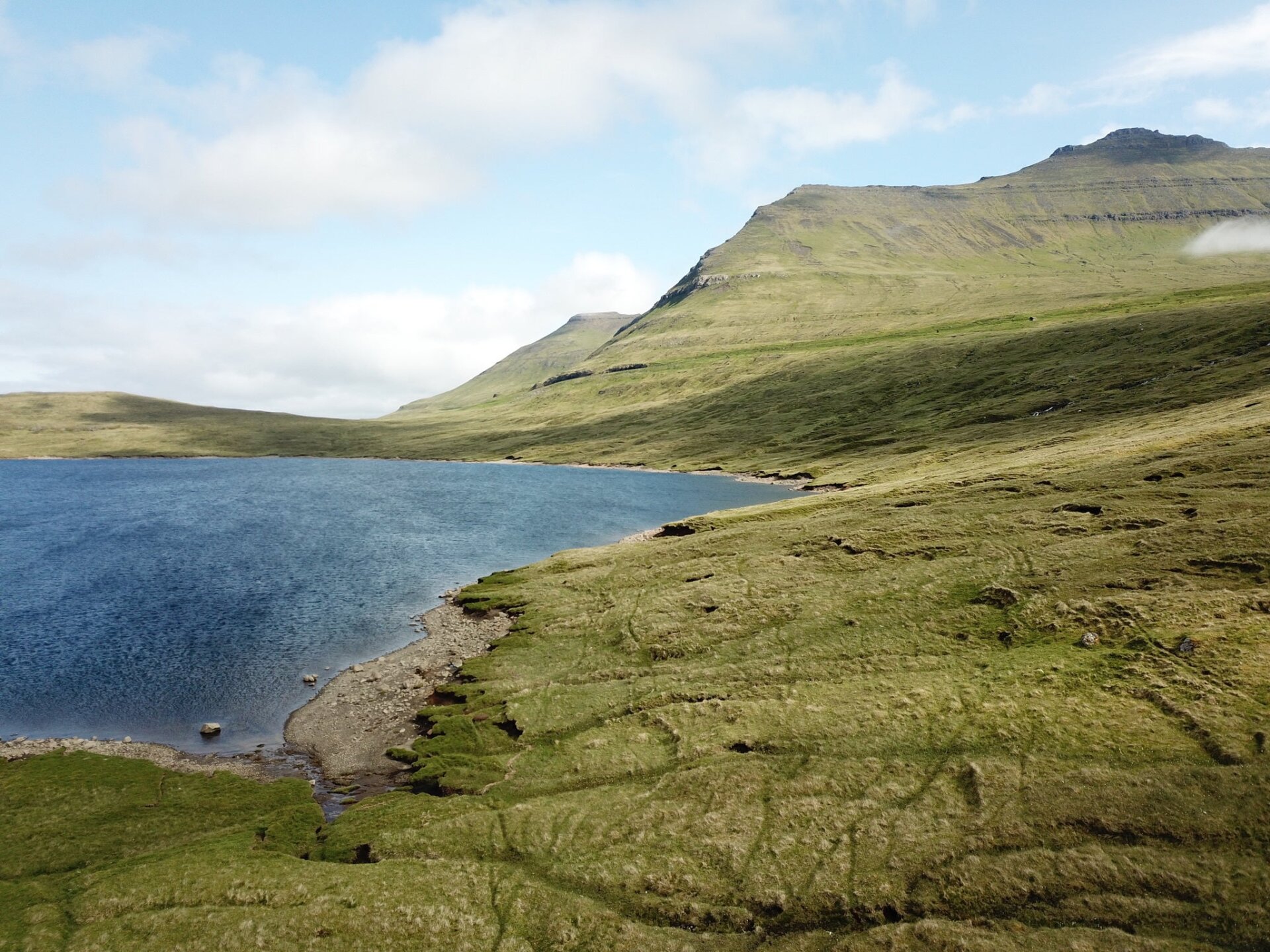 The lake on Eysturoy in which centuries-old sheep DNA was found.