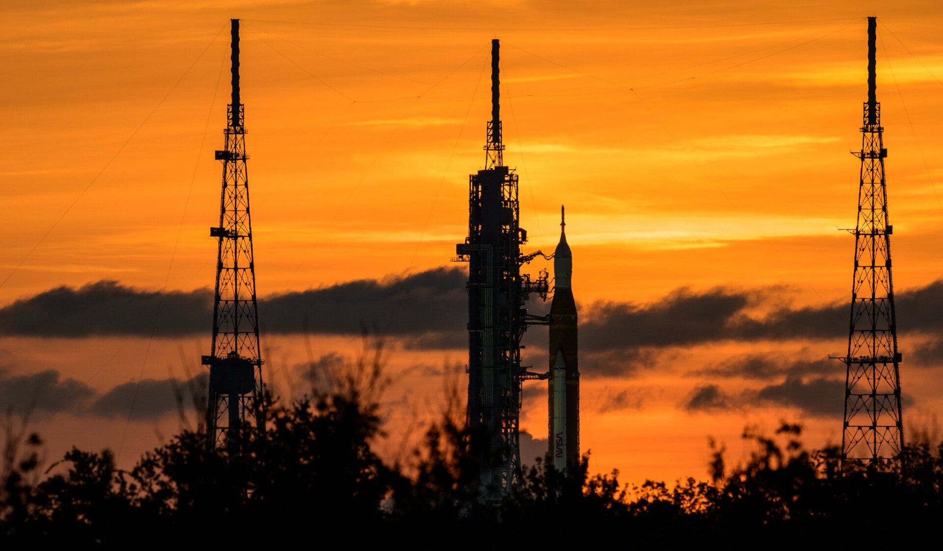 SLS at Launch Pad 39B at Kennedy Space Center, Florida.