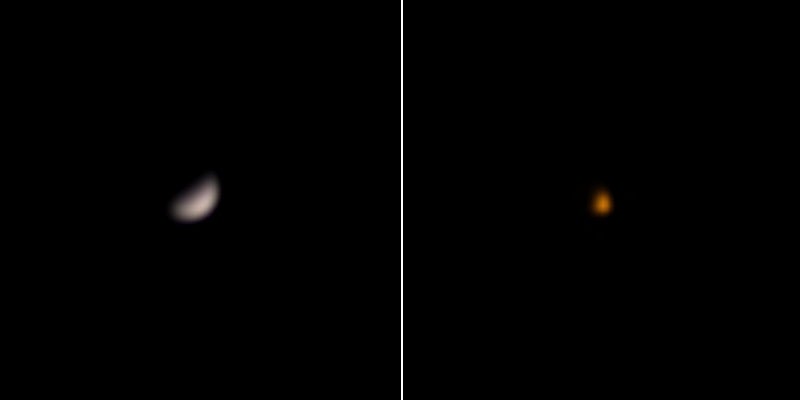 Views of Venus (left) and Mars (right), as imaged by eQuinox 2.