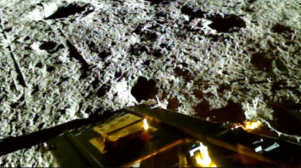 The ramp deployed by the lander following its hop on September 3.