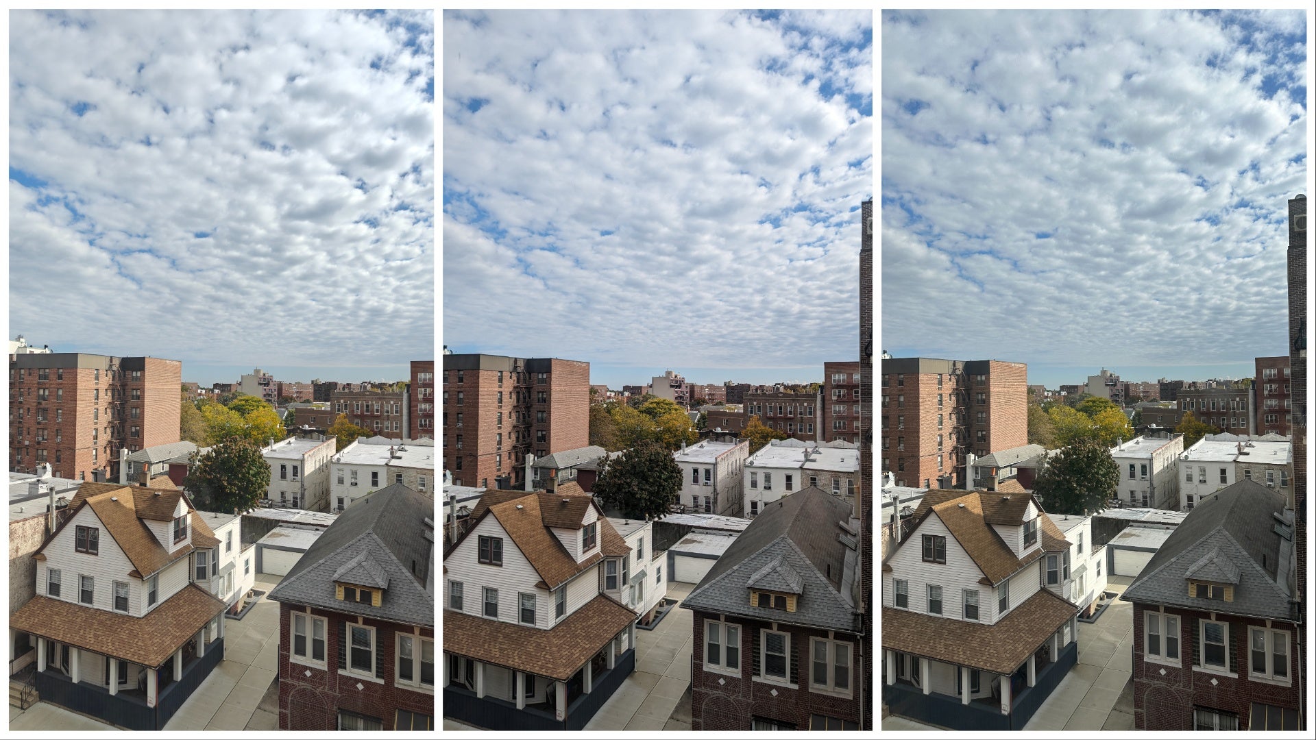 From left, the photo taken with the OnePlus Open, with the Google Pixel Fold, and with the iPhone 14 Pro.