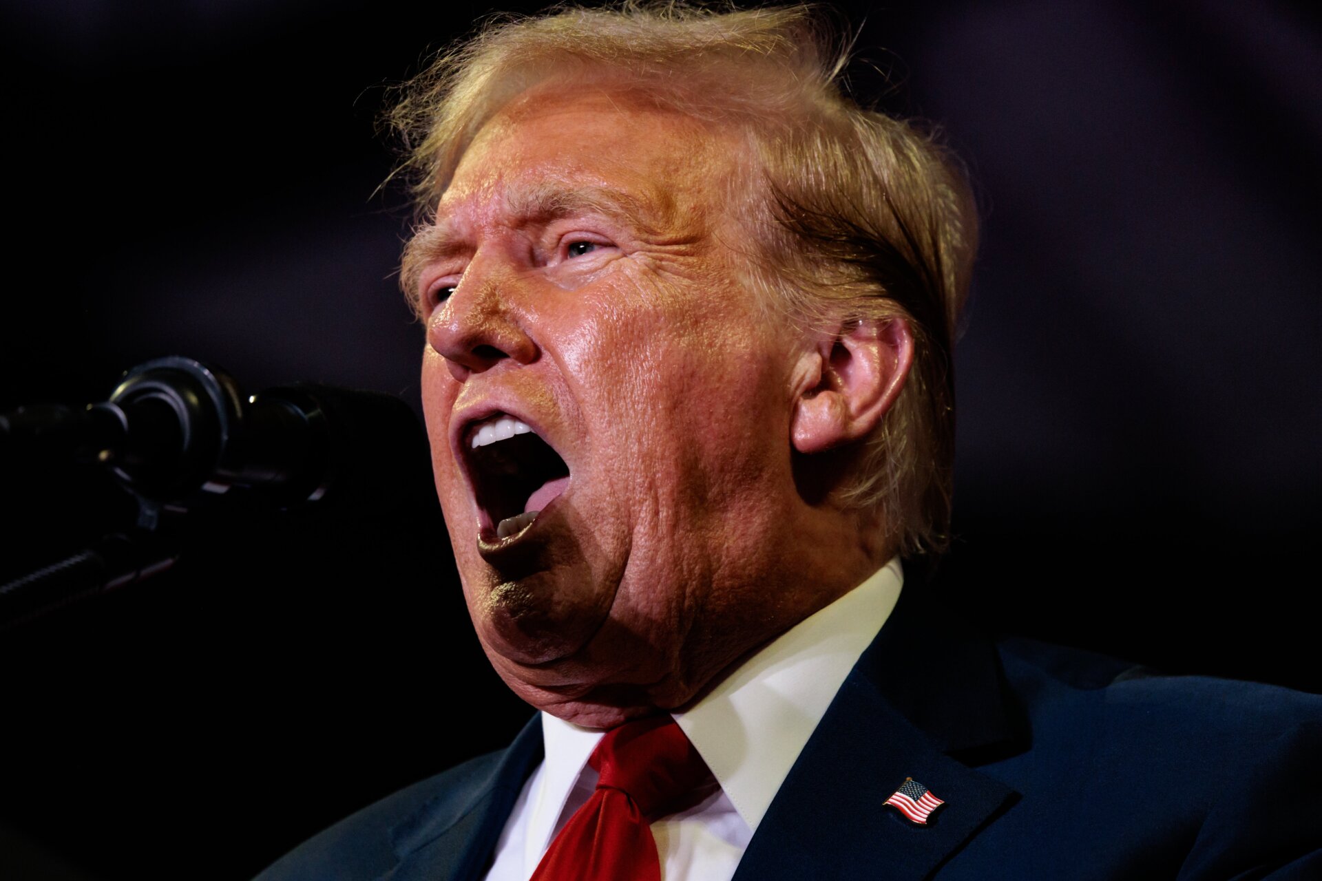 Donald Trump speaks during a campaign event at the Liacouras  Center at Temple University in Philadelphia, Pennsylvania on  June 22, 2024.