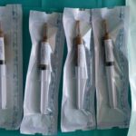 Syringes mixed with stool being used for a fecal microbiota transplant.