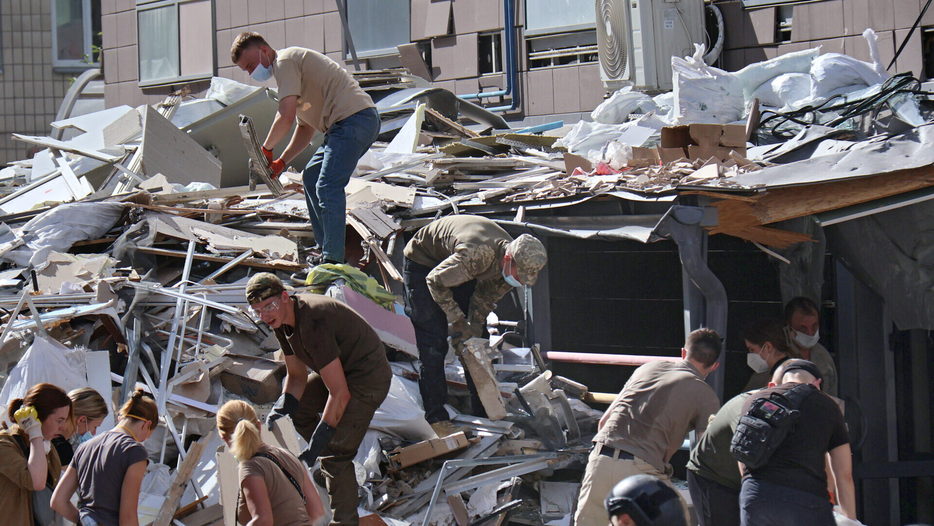 Aftermath of a missile strike.