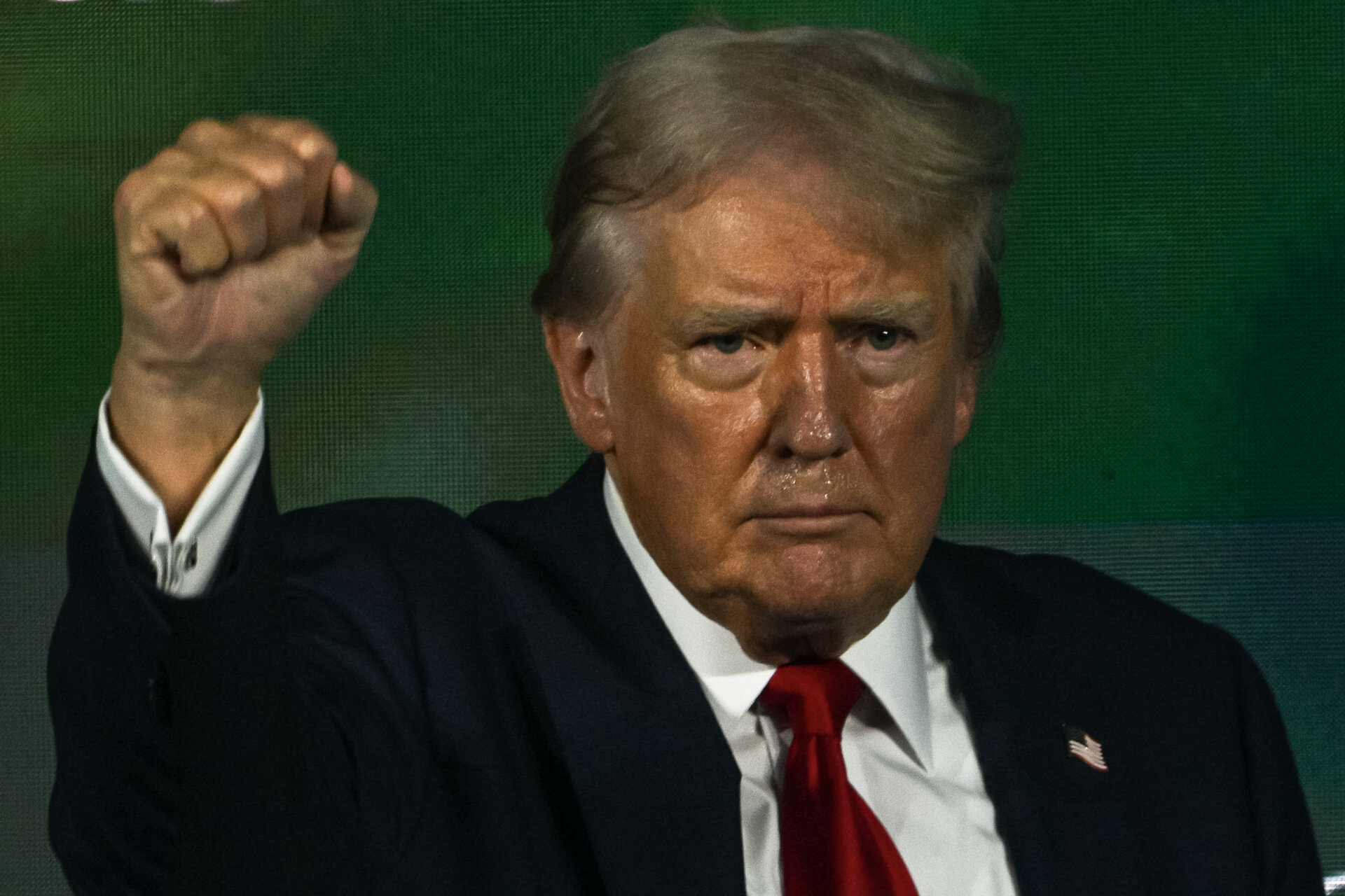 Former US President and 2024 Republican presidential candidate Donald Trump gestures after speaking at Turning Point Action's "The Believers Summit" in West Palm Beach, Florida, on July 26, 2024.