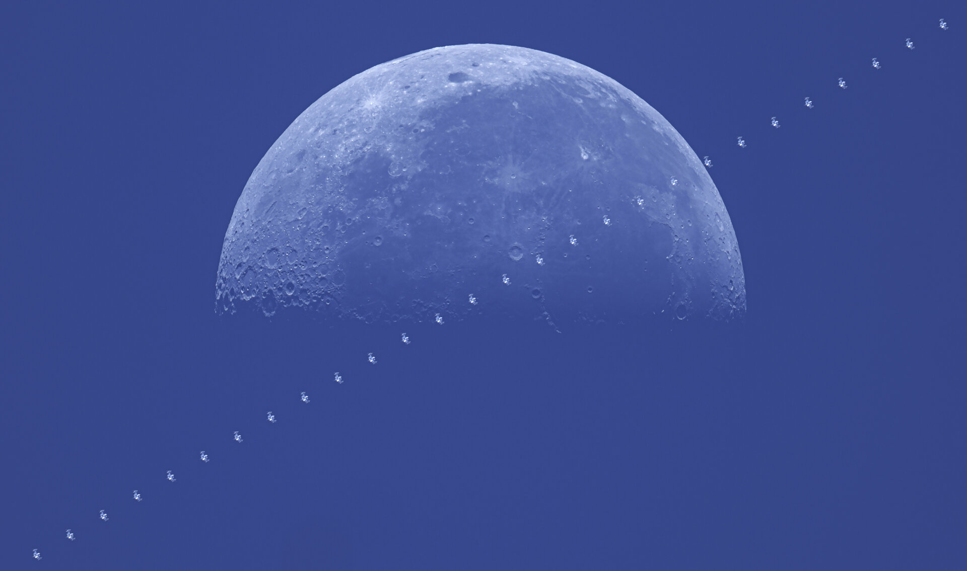 The International Space Station Daytime Moon Transit