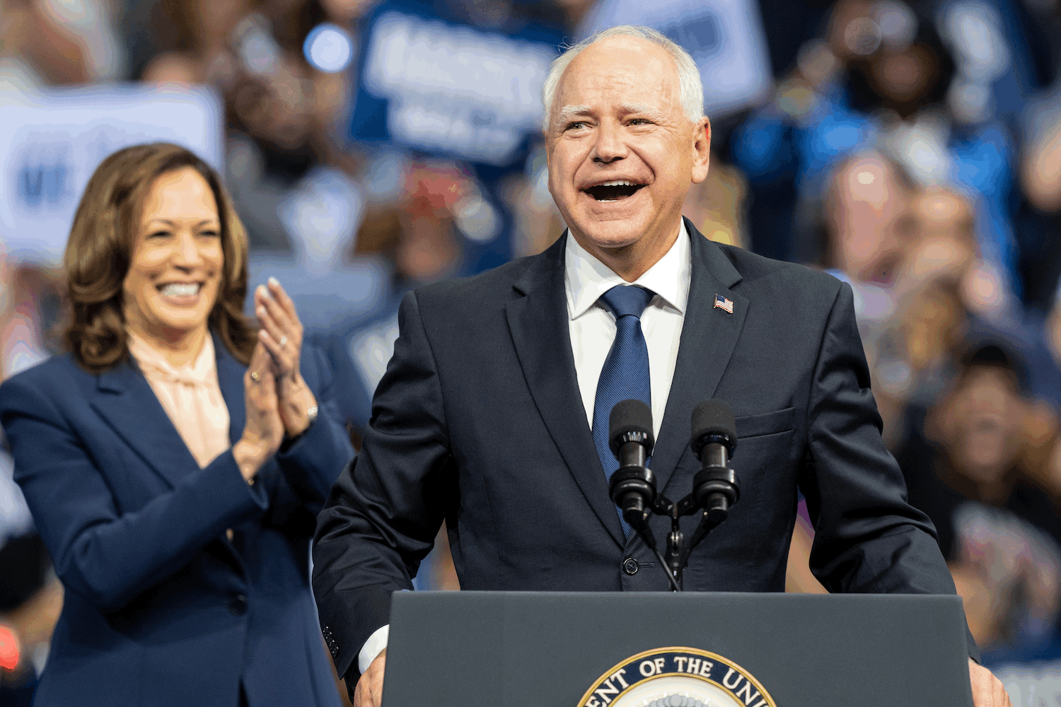 Tim Walz with Kamala Harris