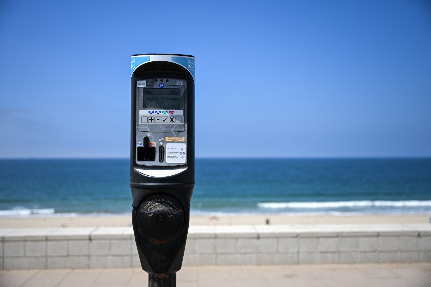 A credit card terminal and coin deposit slot on a parking meter on August 28, 2024 in Redondo Beach, California.