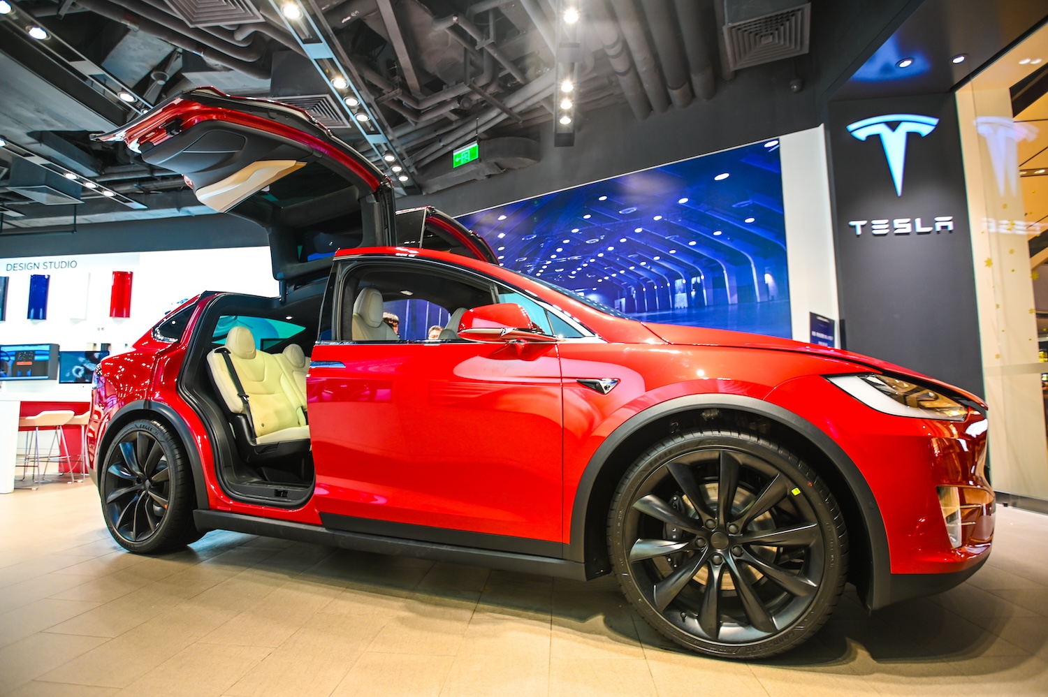 A Model X vehicle is seen at a Tesla flagship store on January 4, 2021 in Shanghai, China.