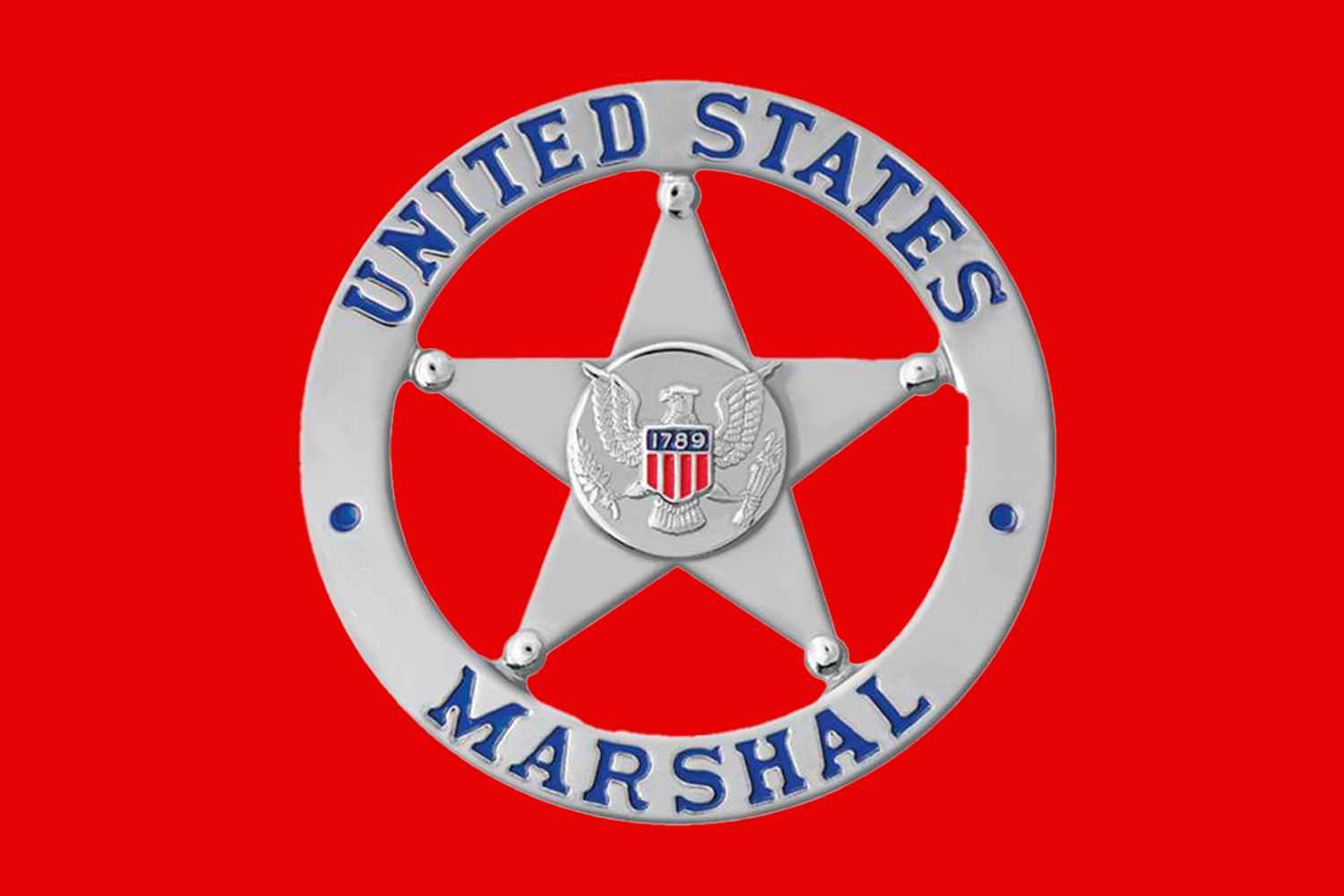 An illustration of a US Marshal badge against a red background