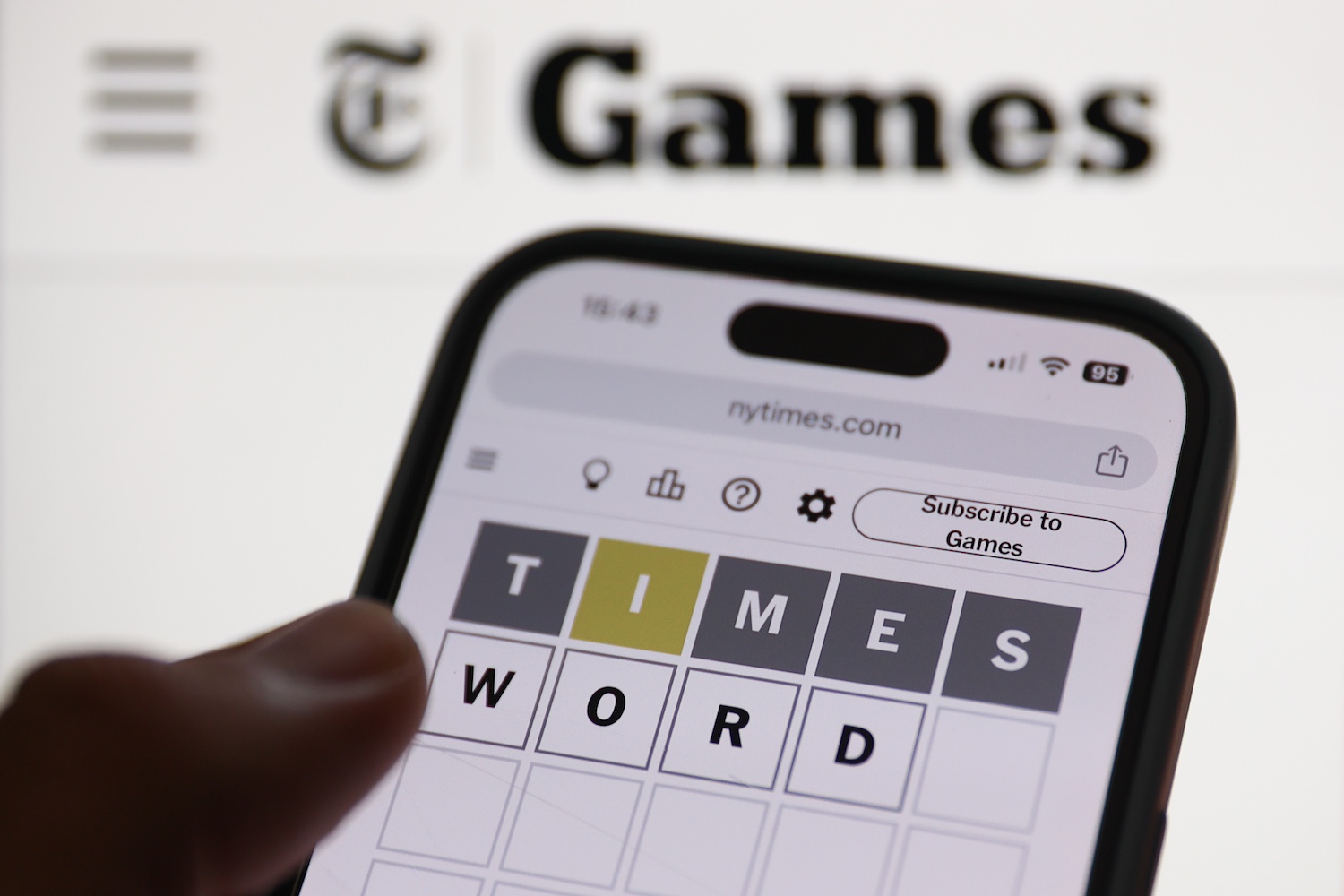 The New York Times game Wordle on a Phone