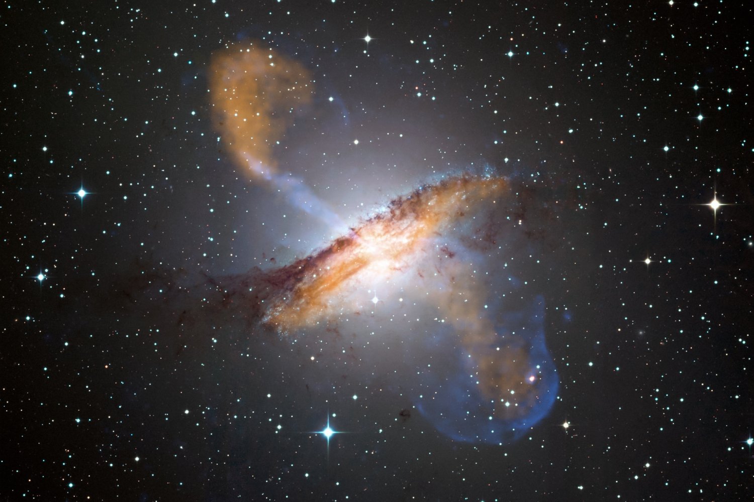 Centaurus A, a galaxy with an active galactic nucleus.