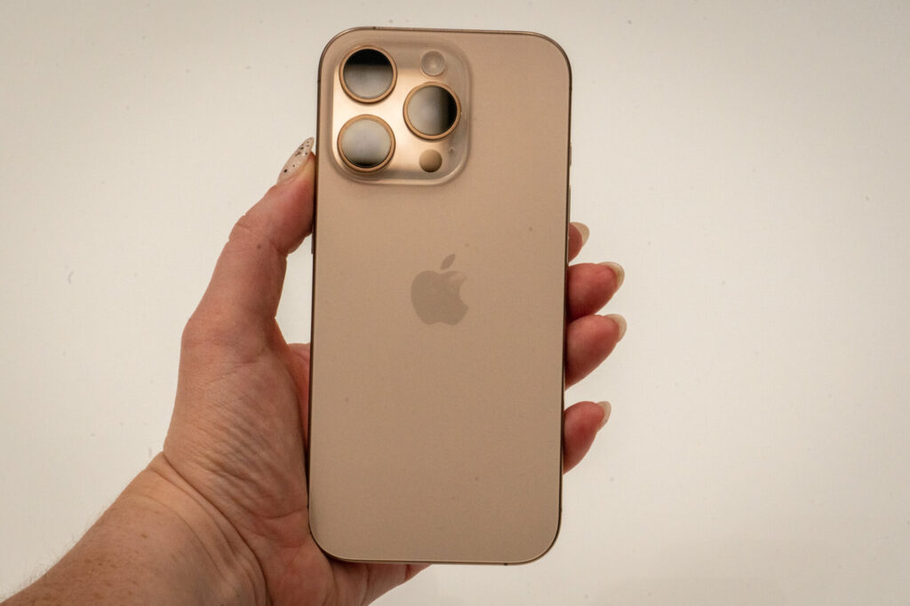 photo of the desert titanium iPhone 16 Pro