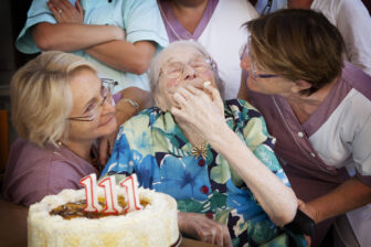 Odette Ambulher was born on the 17th September 1901. She is celebrating her 111th birthday in the retirement home in Laigne-en-Belin, Sarthe in France.