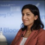 Lina Khan, chair of the Federal Trade Commission (FTC), during a Bloomberg News interview in Washington, DC, US, on Tuesday, Sept 26, 2023.