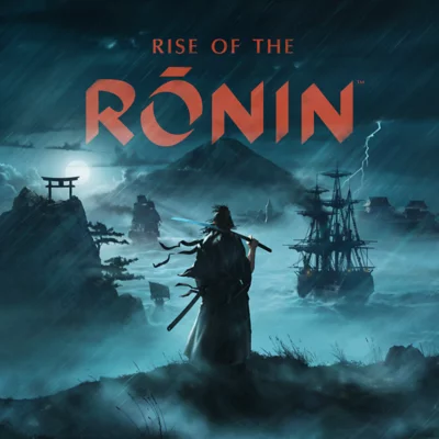 Arte guía de Rise of the Ronin que muestra la figura sombreada de un personaje samurai