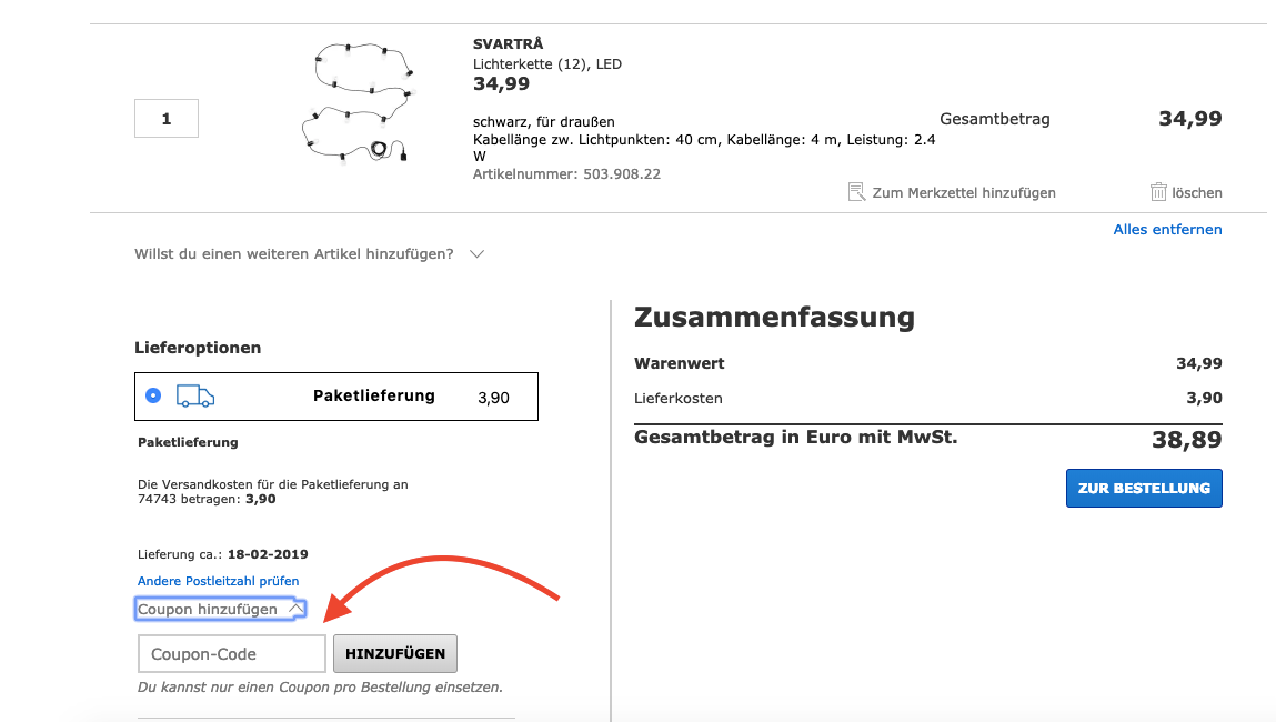 IKEA Gutschein einlösen