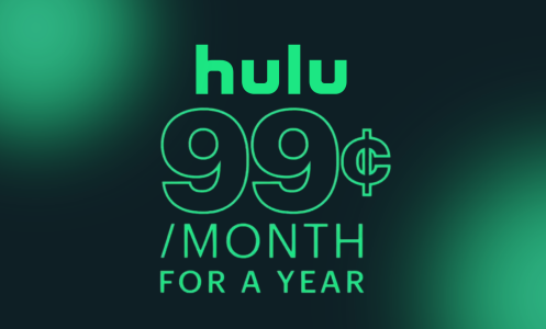 Hulu logo and $0.99 cent advertisement on black and green backdrop