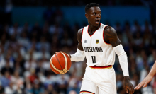 Dennis Schroder controls the ball