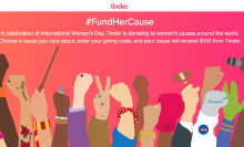 Tinder offers $100 donations in honor of Women's Day