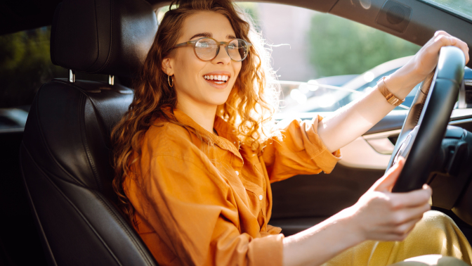 woman driving a car