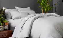 Fluffy gray bedding 