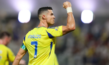 Cristiano Ronaldo of Al Nassr celebrates after scoring