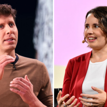 A composite of OpenAI CEO Sam Altman and former OpenAI board member Helen Toner.