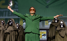 Robert Downey Jr. speaks onstage during the Marvel Studios Panel in Hall H at SDCC