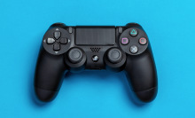 Playstation on blue background