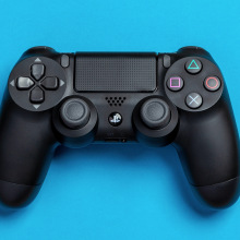 Playstation on blue background