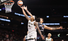 Robyn Parks of the Chicago Sky lays up a shot 