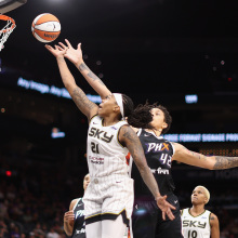 Robyn Parks of the Chicago Sky lays up a shot 