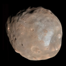 NASA's Mars Reconnaissance Orbiter captured this image of the Martian moon Phobos.