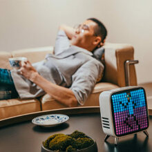 This funky pixel art speaker and clock is the pick-me-up we all need