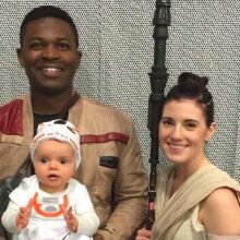 Real-life Finn and Rey show off their own precious BB-8