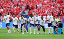 The England team celebrates