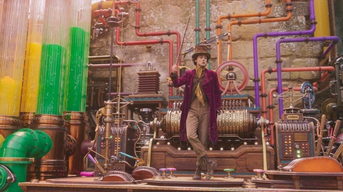 Timothee Chalamet dancing in "Wonka"