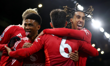 Lisandro Martinez of Manchester United celebrates