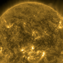 A recent image of the active sun captured by NASA's Solar Dynamics Observatory.