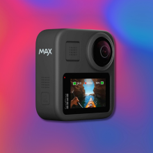 gopro against a colorful background 