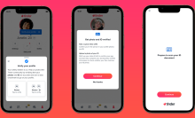 screenshots of tinder prompts to verify profile with ID and/or photo