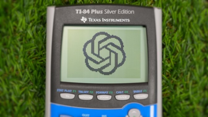 a chatgpt logo on a ti-84 calculator