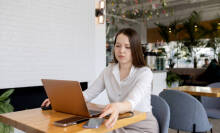 Women on Macbook Air