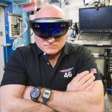 Astronaut Scott Kelly, who spent 340 days in space, gives the HoloLens his stamp of approval