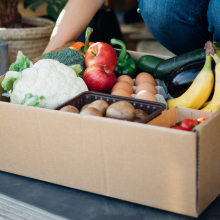 Young Woman Receiving Fresh Food Home Delivery - stock photo