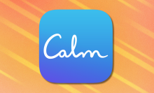 Calm app logo on orange abstract background